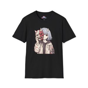 Yokai Girl With Emotional Mask  - T-Shirt
