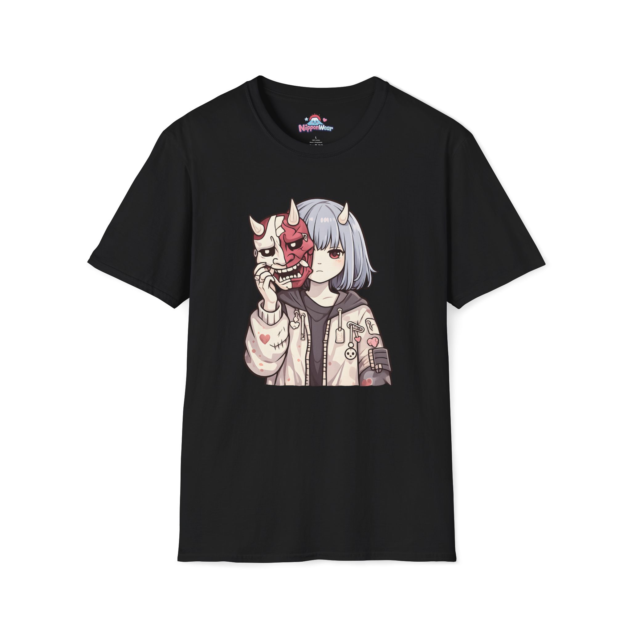 Yokai Girl With Emotional Mask  - T-Shirt